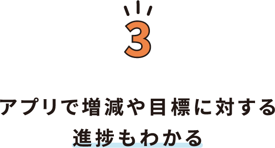 3.アプリで増減や目標に対する進捗もわかる